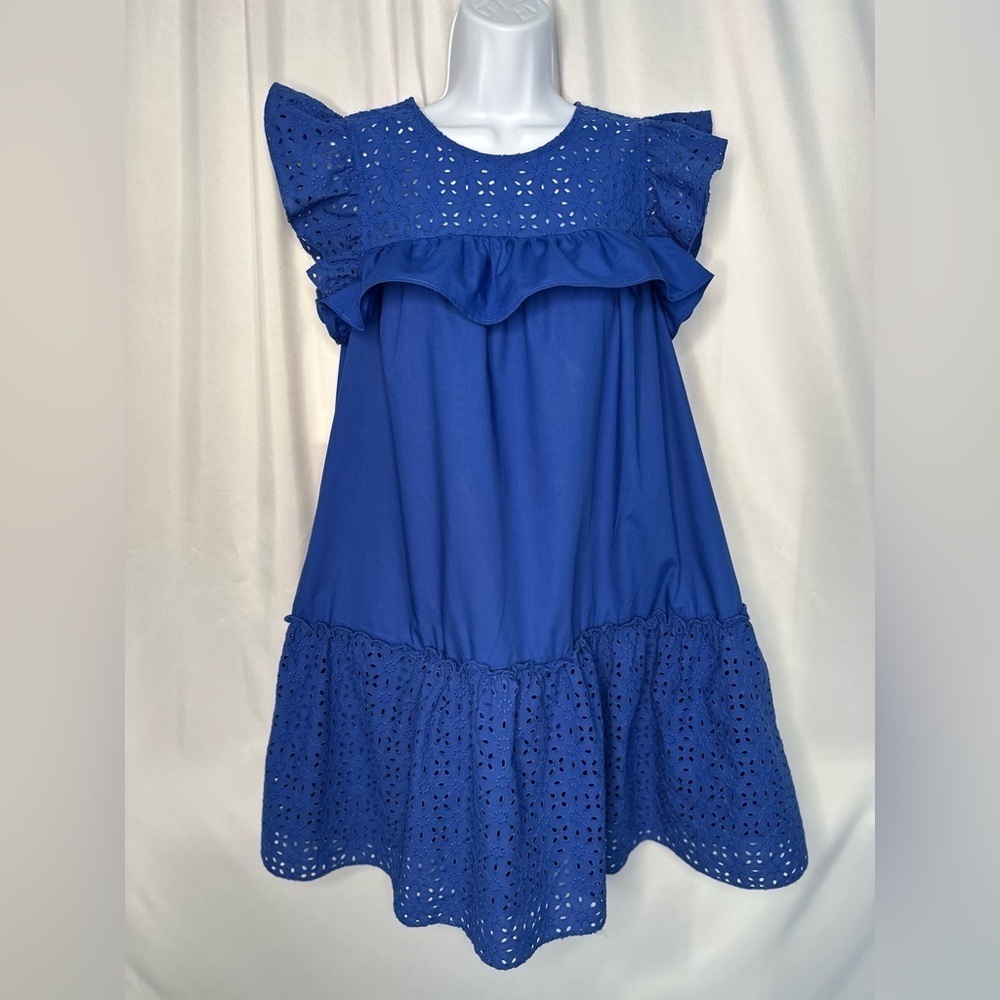 Who What Wear Blue Eyelet Women's Dress (820)